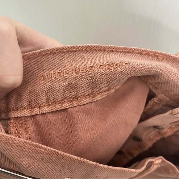 American Eagle Wide Leg Crop Jeans Button Fly in Blush Size 2 - Picture 5 of 7